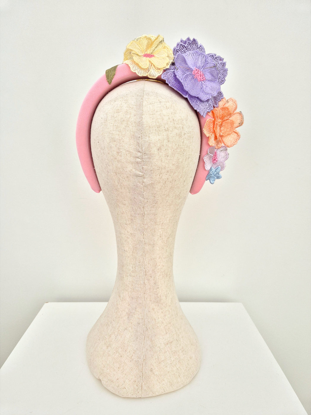3d floral lace headband back view