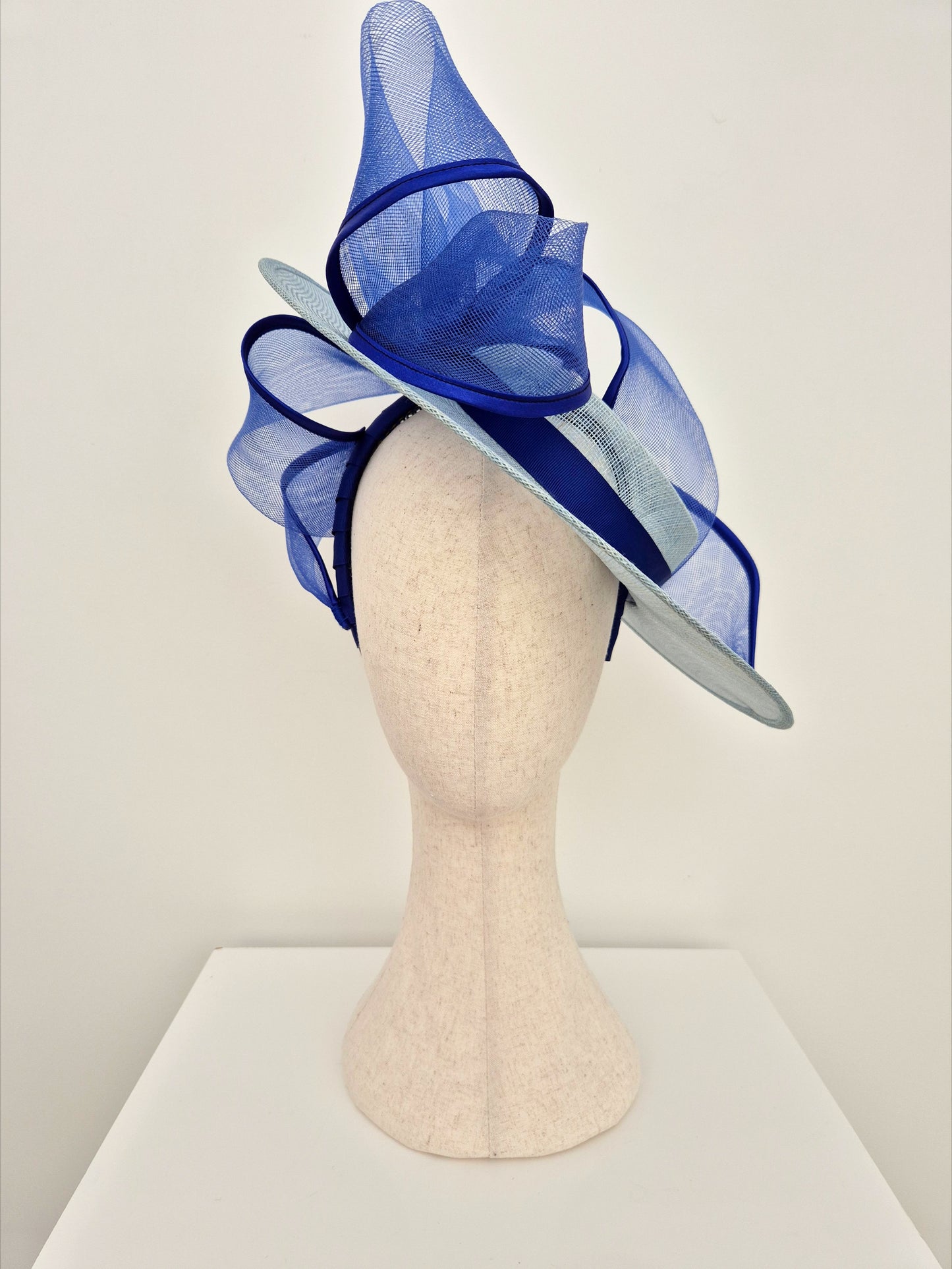 Miss Jaymee. Womens Pale Blue hat with Royal Blue bow