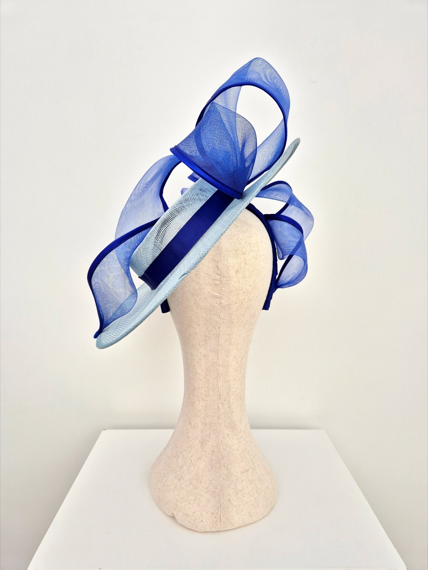 Miss Jaymee. Womens Pale Blue hat with Royal Blue bow