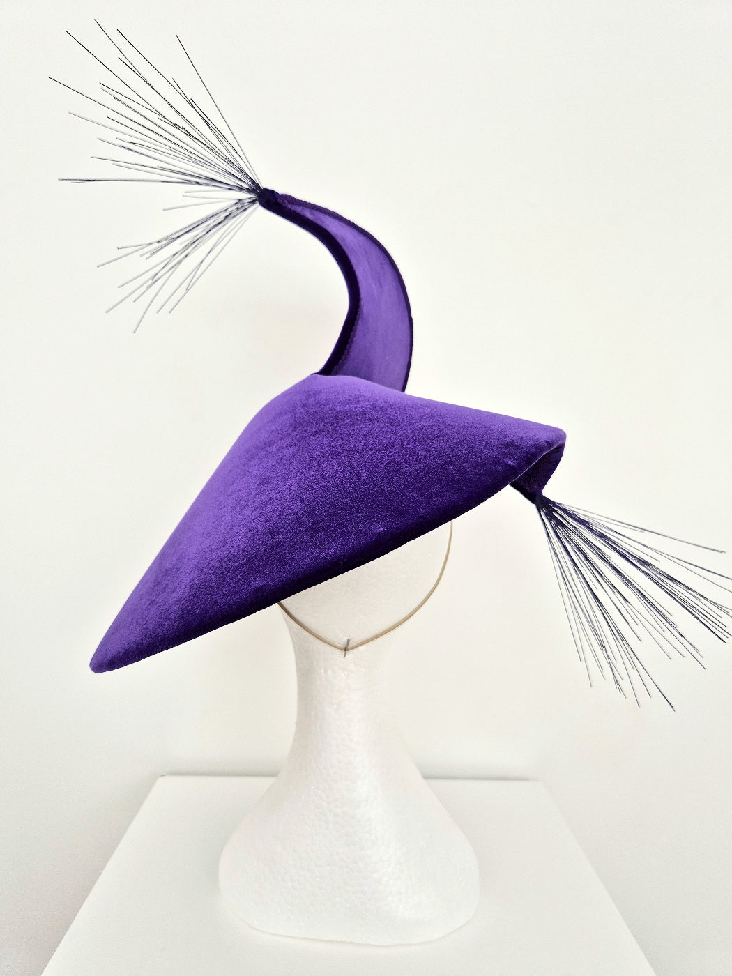 purple velvet collie hat back