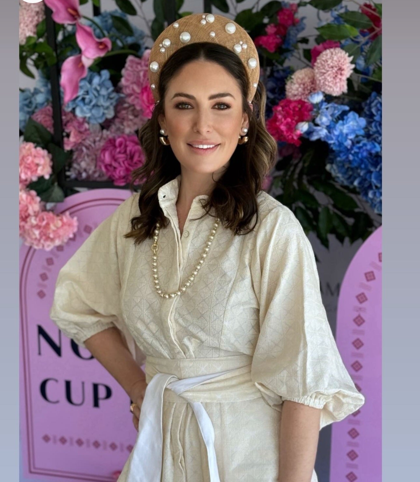 client wearing taylor headpiece