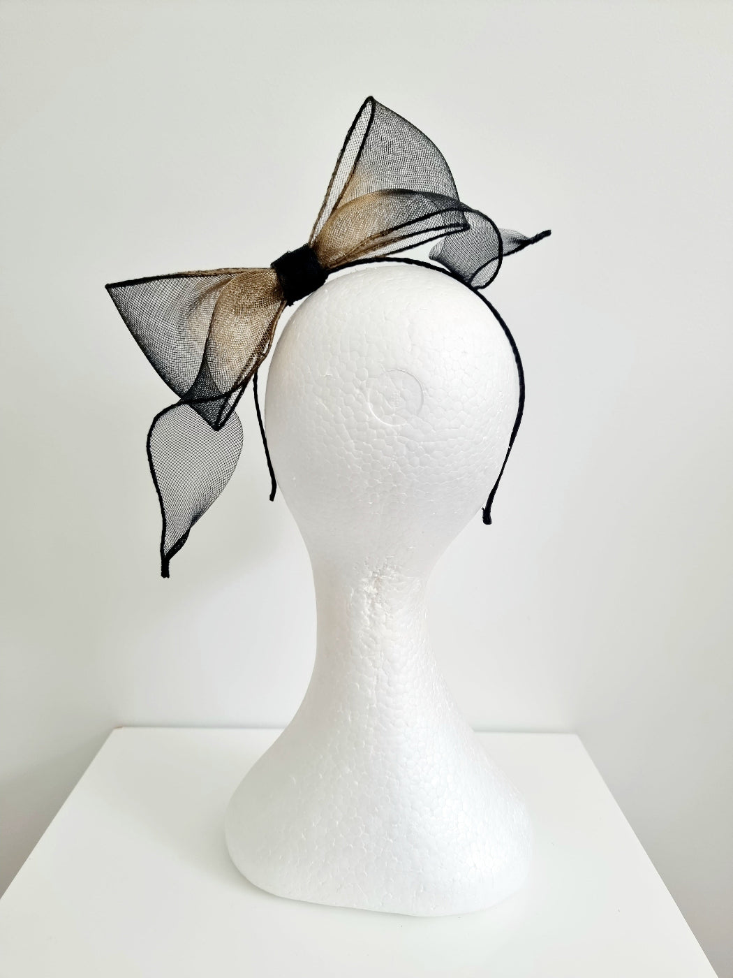 black and gold bow headband back