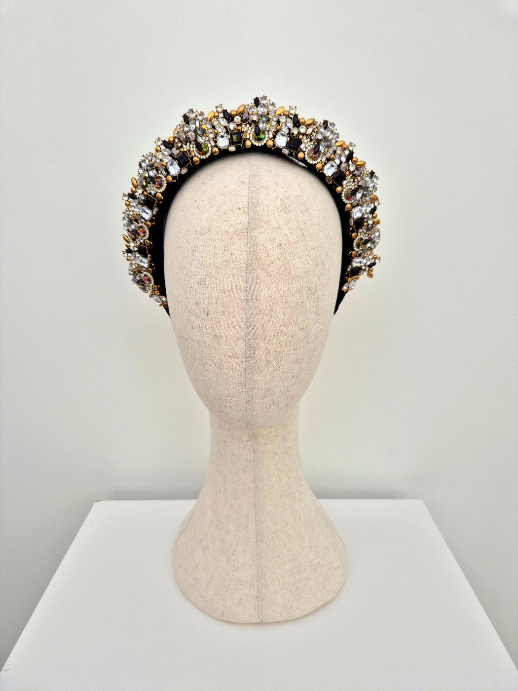 black and gold rhinestone headband