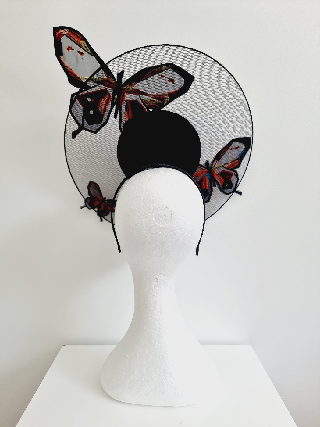 black butterfly percher with sheer disk back view