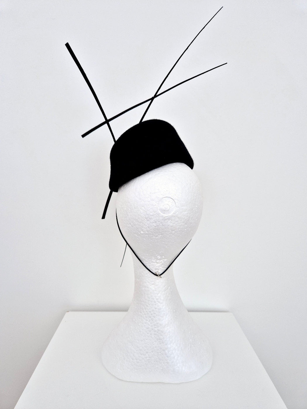 black felt headpiece with quills back view
