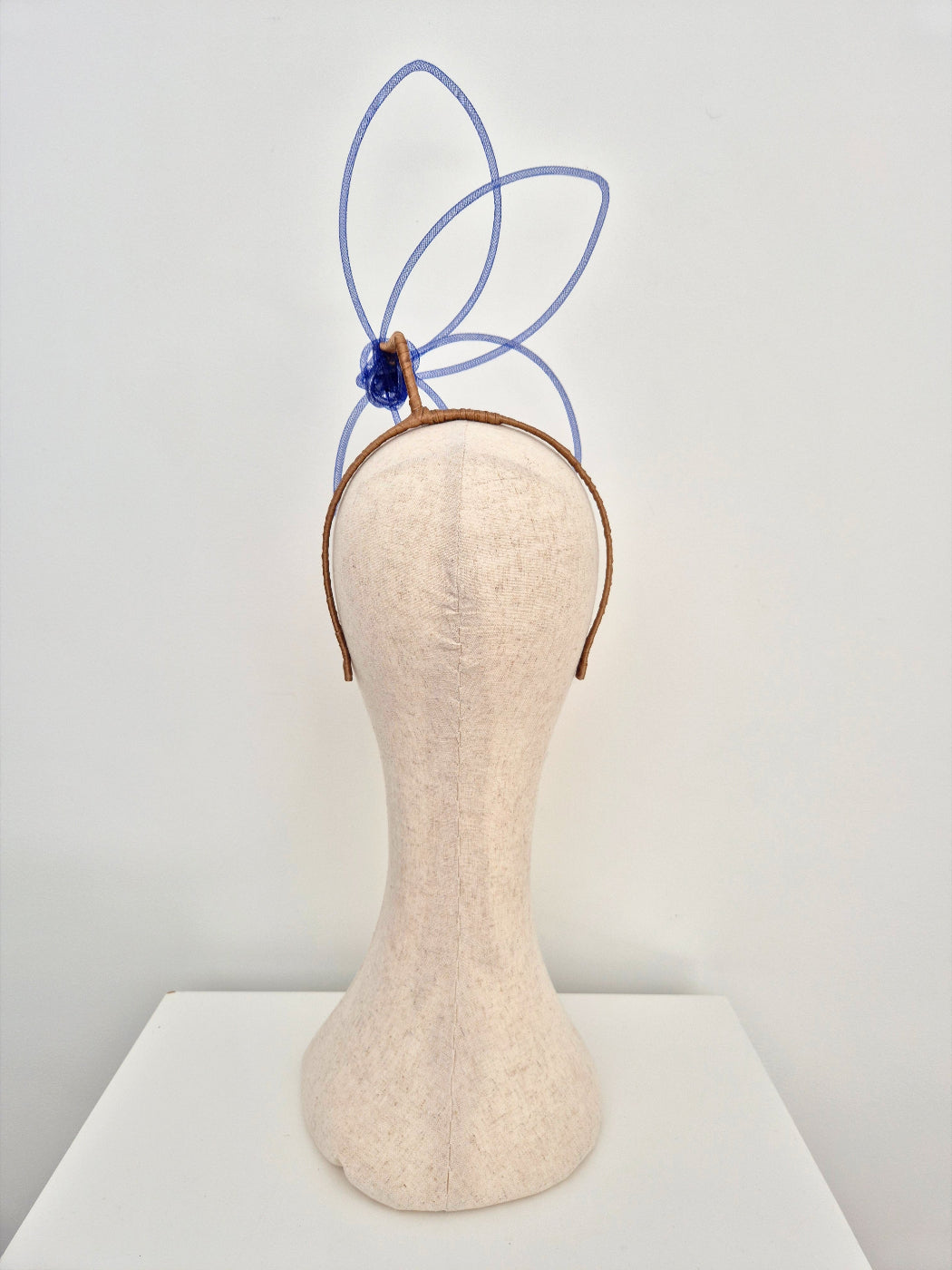 blue floating petal headpiece back