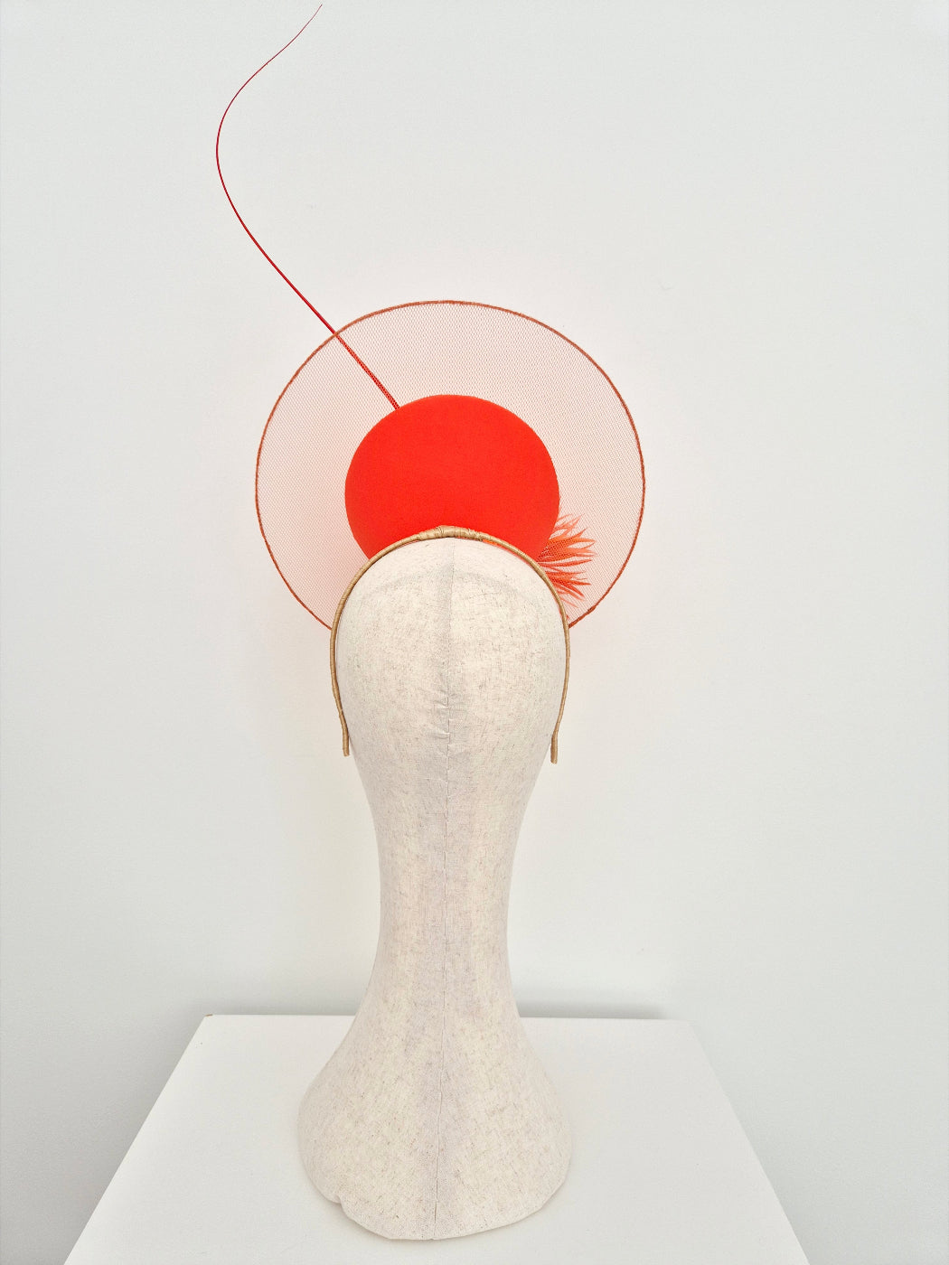 coral orange percher headpiece back