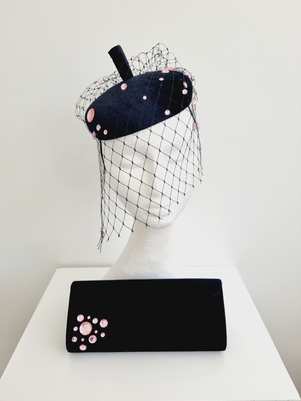 headpiece and bag set - black velvet button