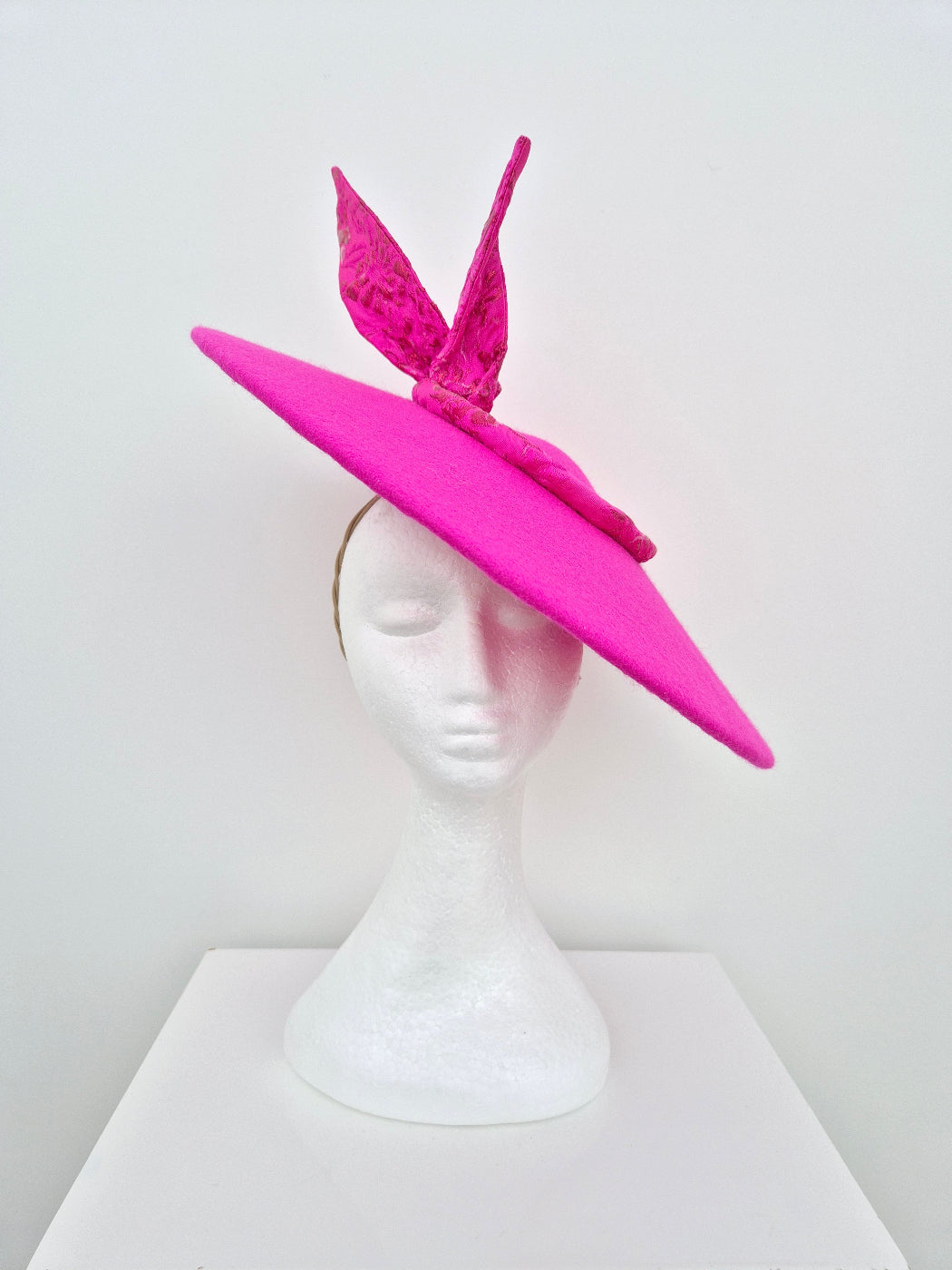 hot pink felt coolie hat front
