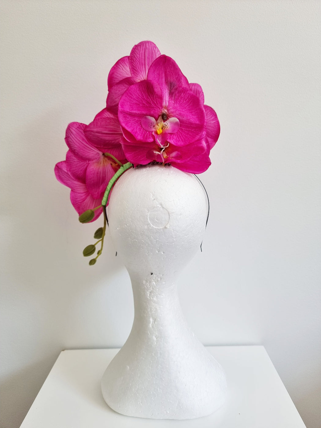 hot pink orchid headpiece back view