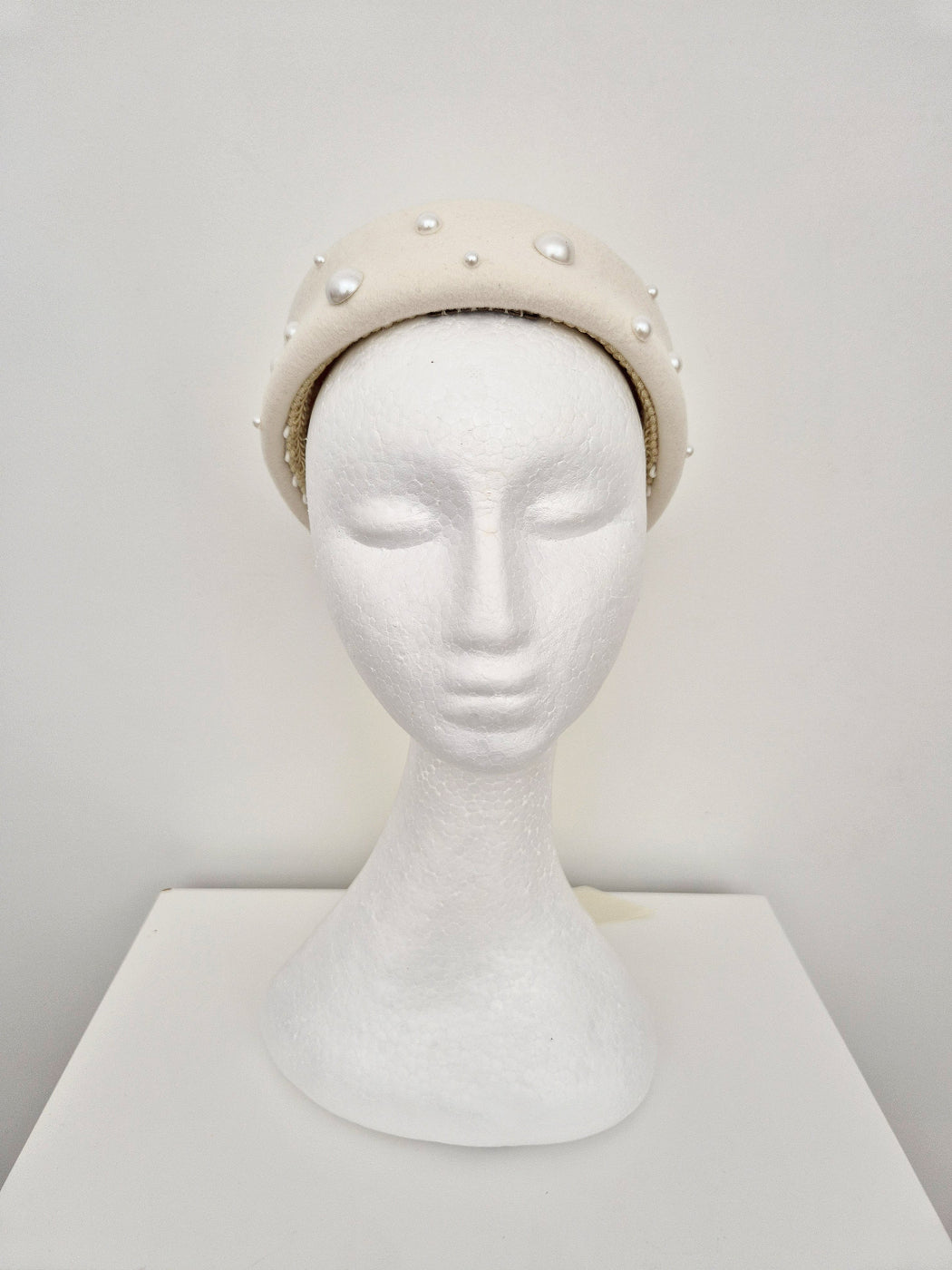 ivory felt pillbox front
