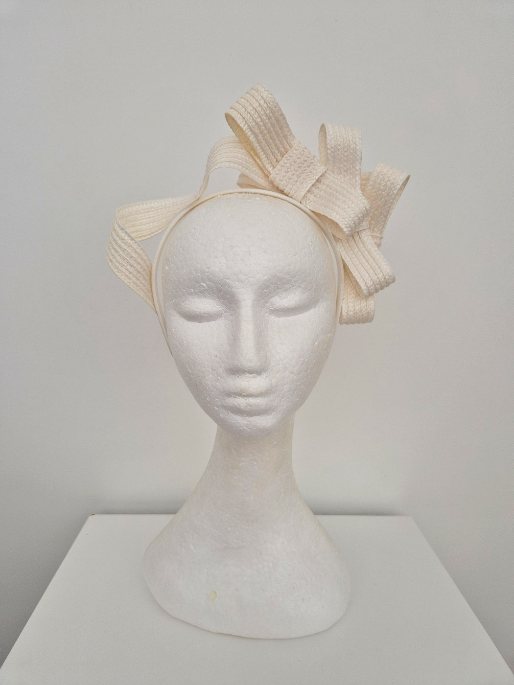 ivory stacked bow headpiece front 2