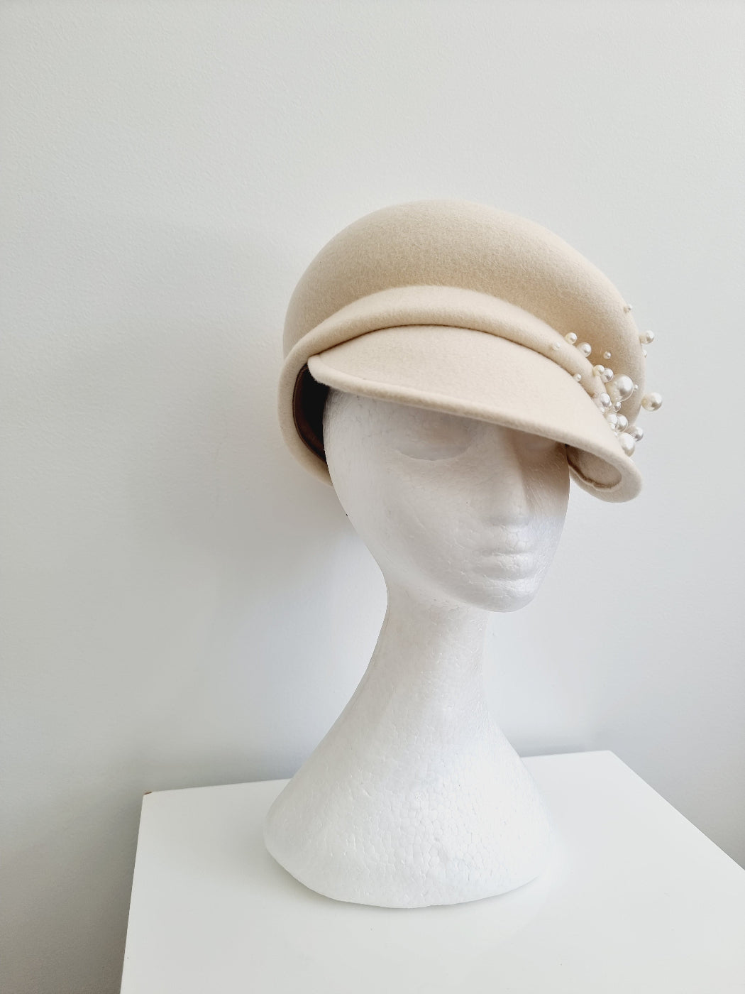 ivory wool cap side front