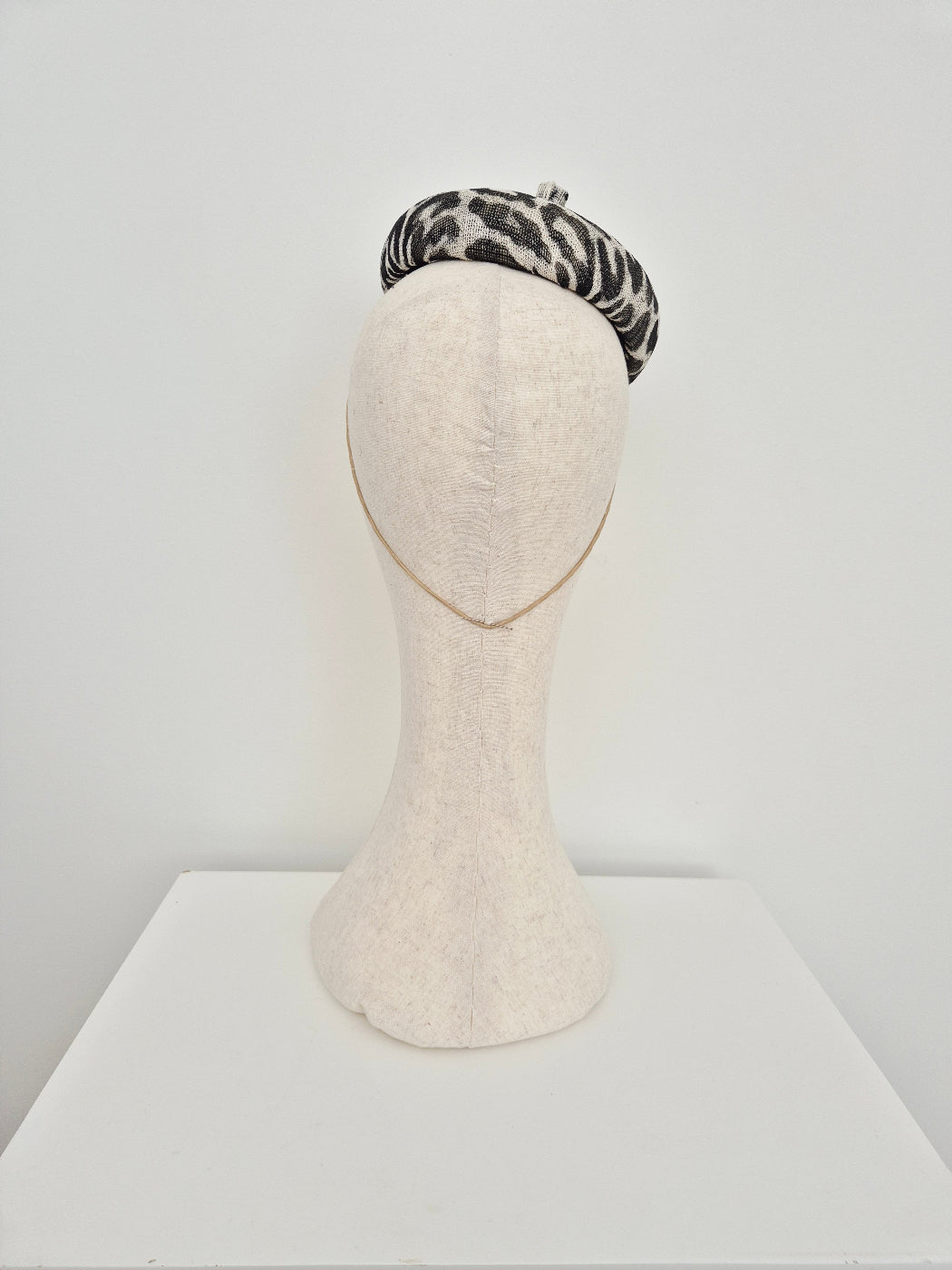 jaguar print straw button headpiece back