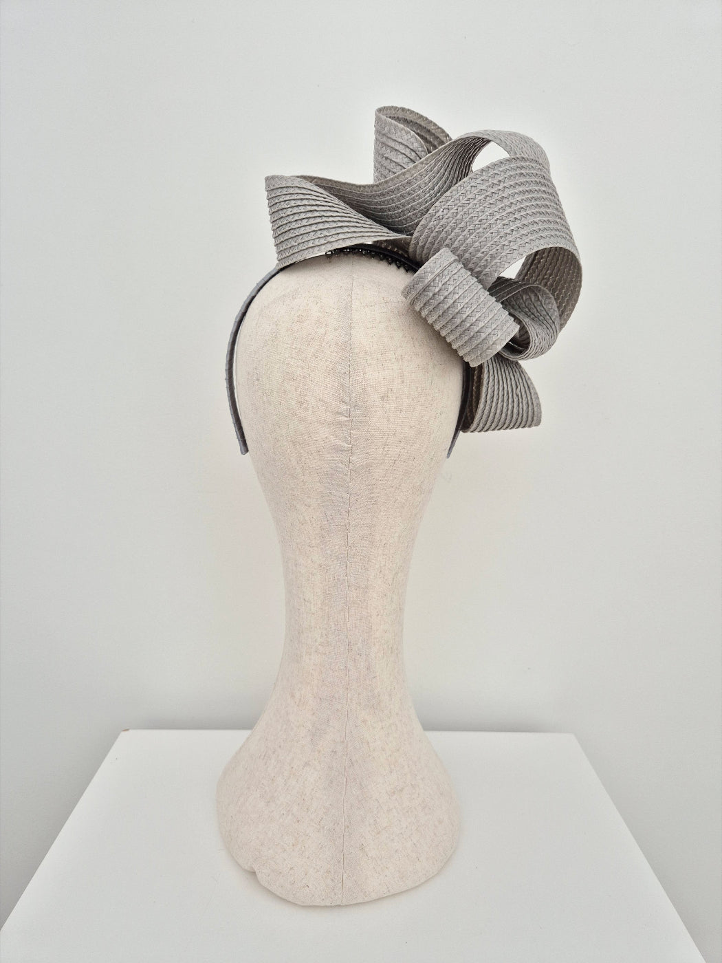 light grey loop headpiece back view