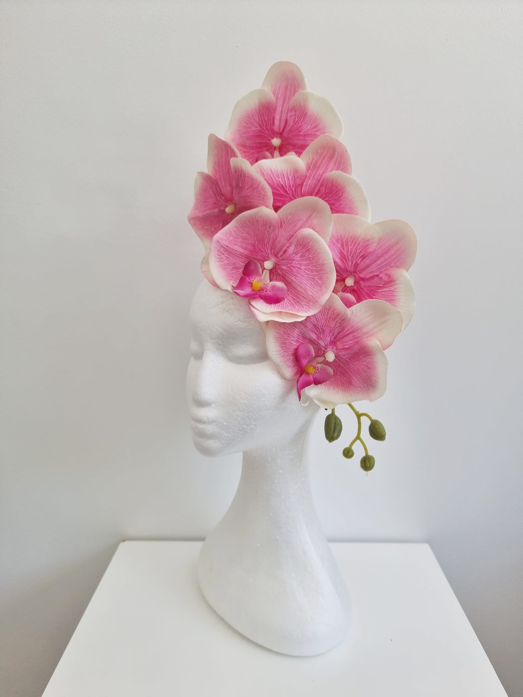 light pink orchid headpiece side front