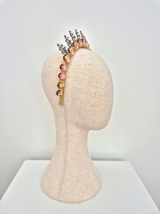 side view light pink rhinestone crown