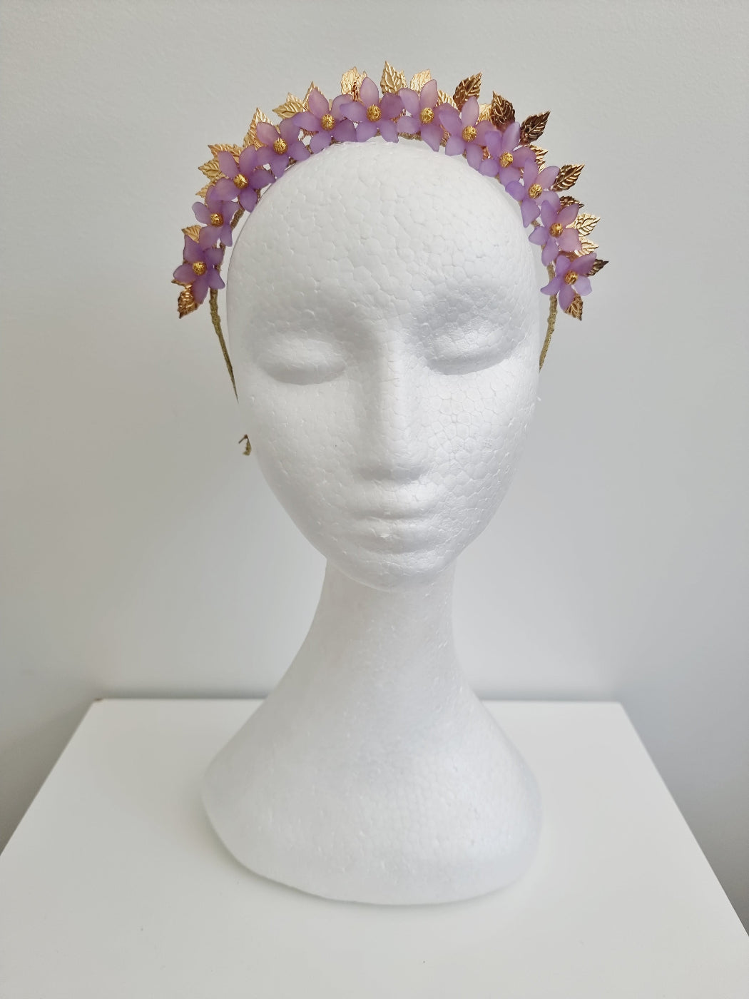 Lilac and gold floral headband