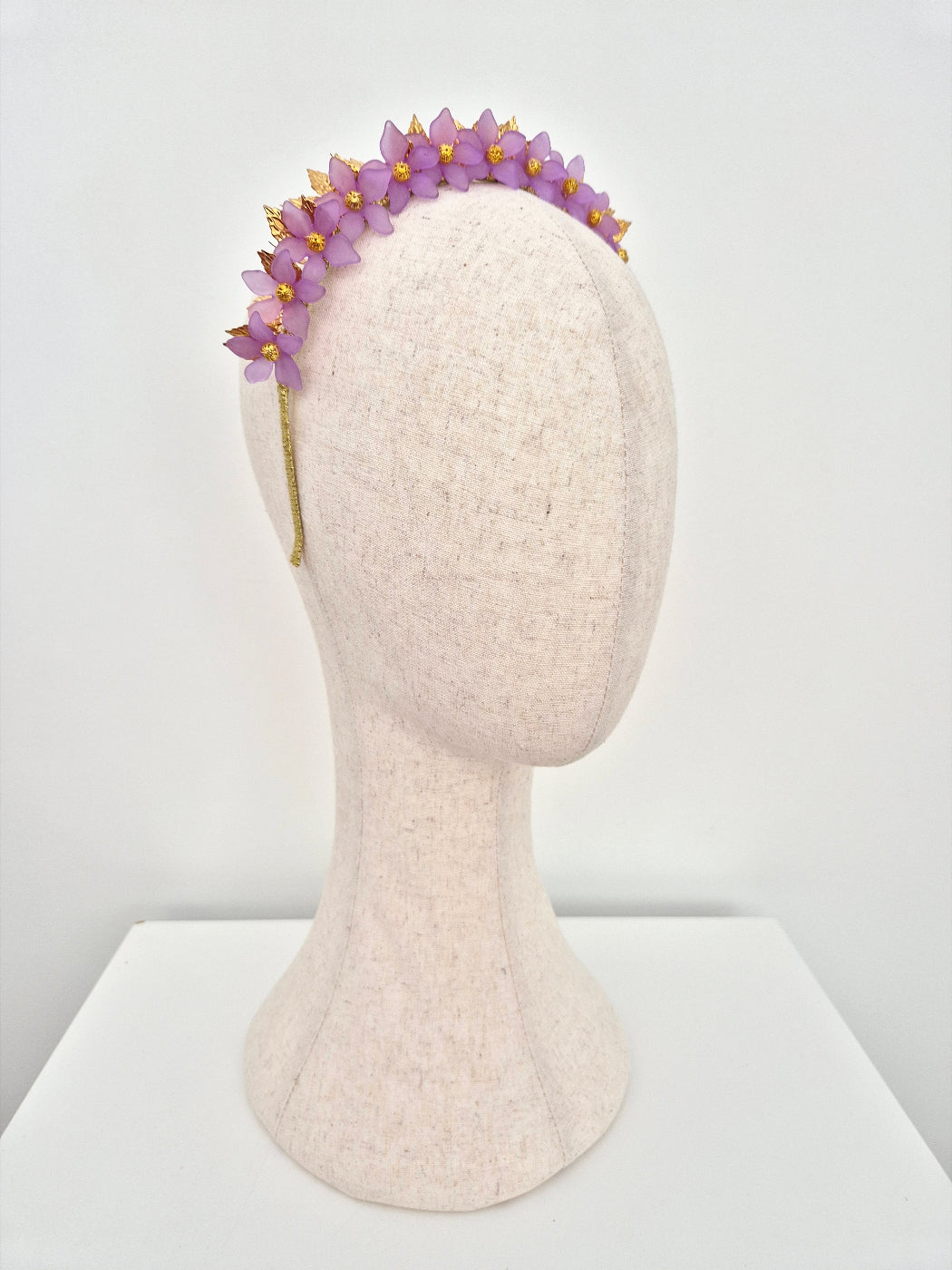lilac floral crown side view