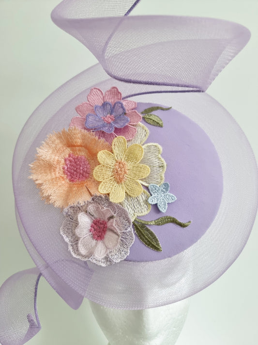 lilac floral percher close up