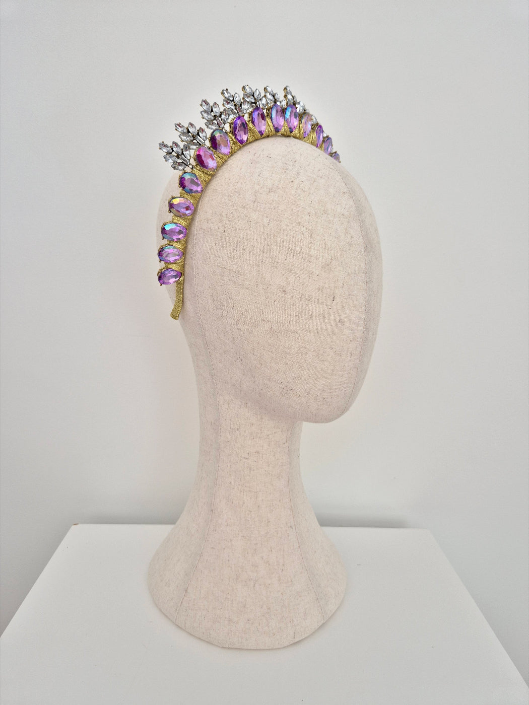 lilac rhinestone crown side view
