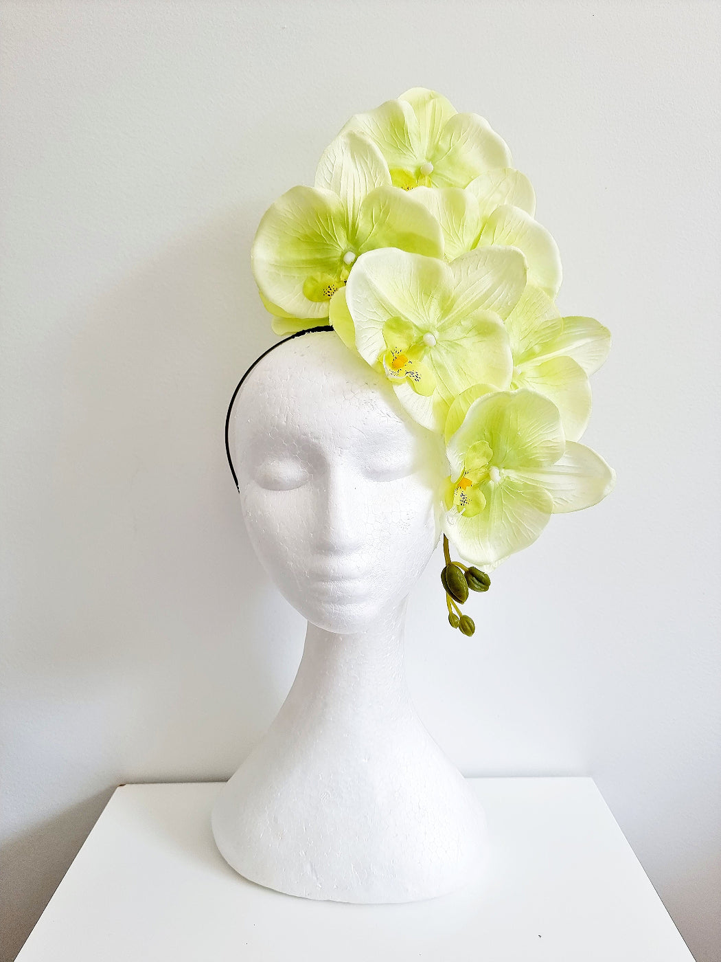 lime green orchid headpiece