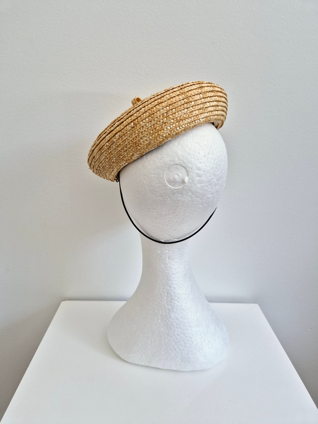 natural straw beret back view