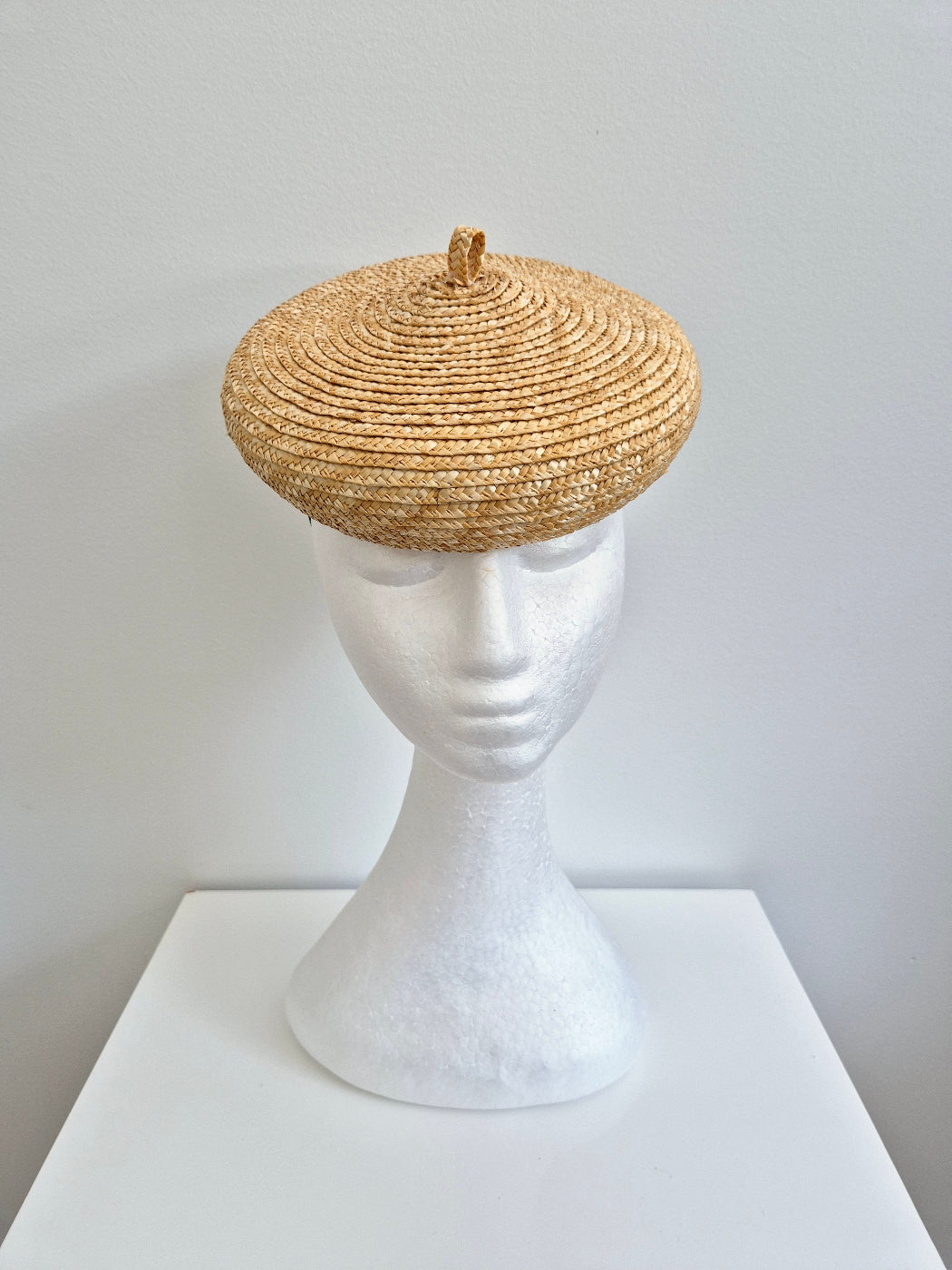 natural straw beret front