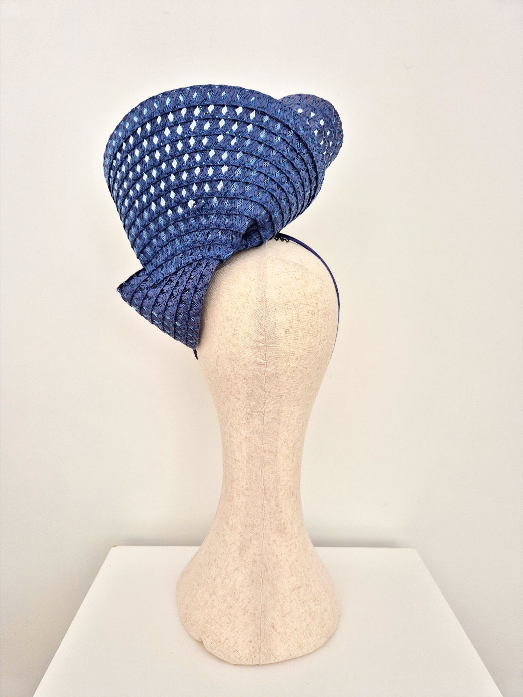 navy blue headpiece back view