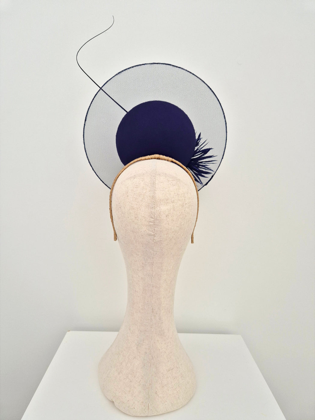 navy blue percher with flower back view