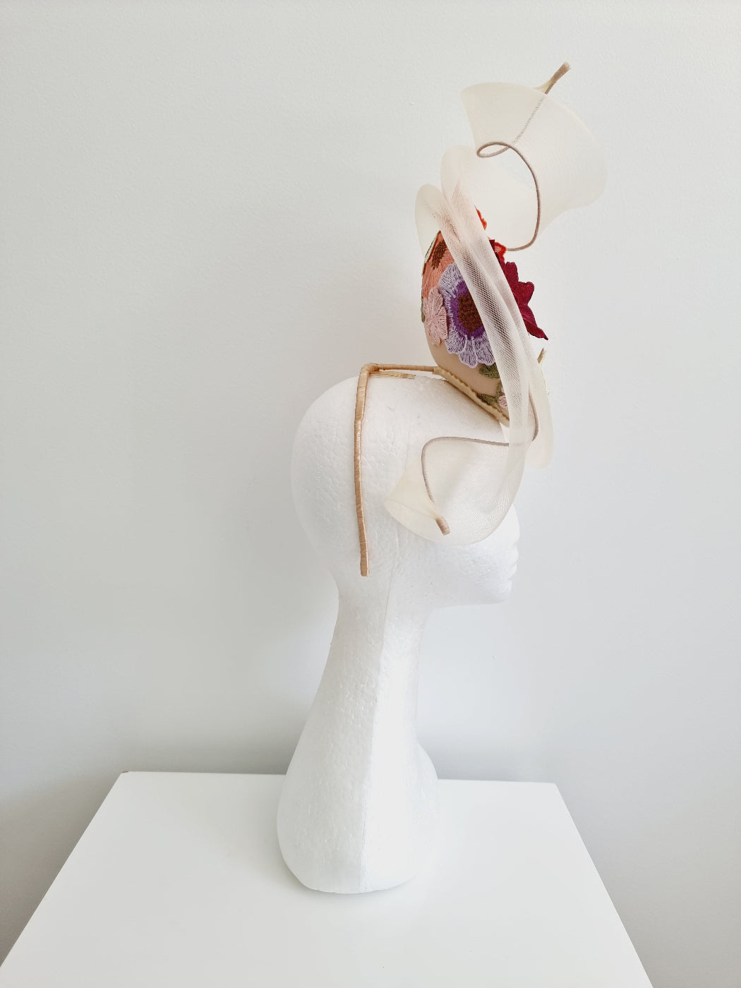 nude floral percher headpiece