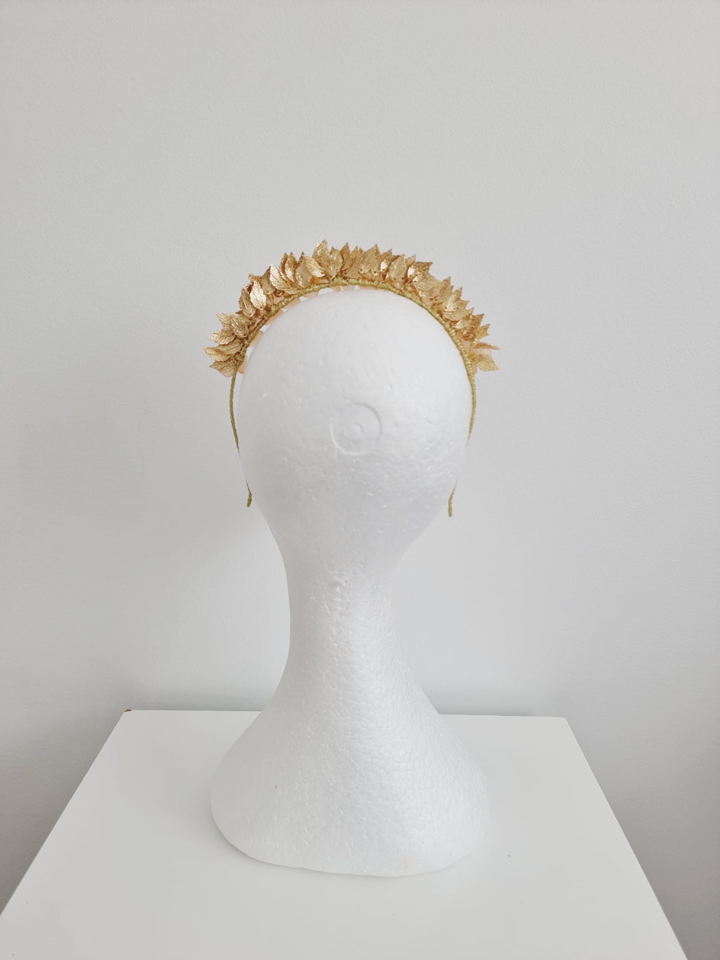 orange and gold floral headpiece back view