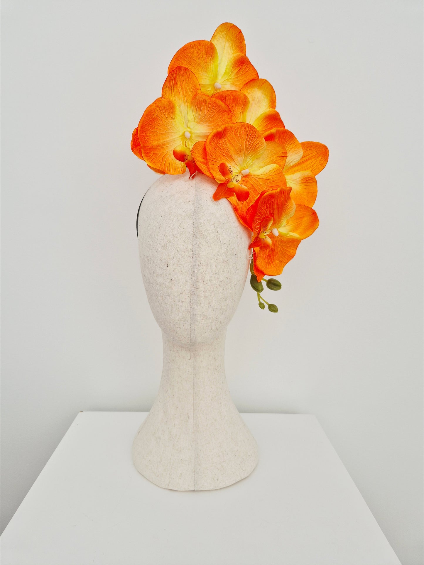 orange orchid floral headpiece