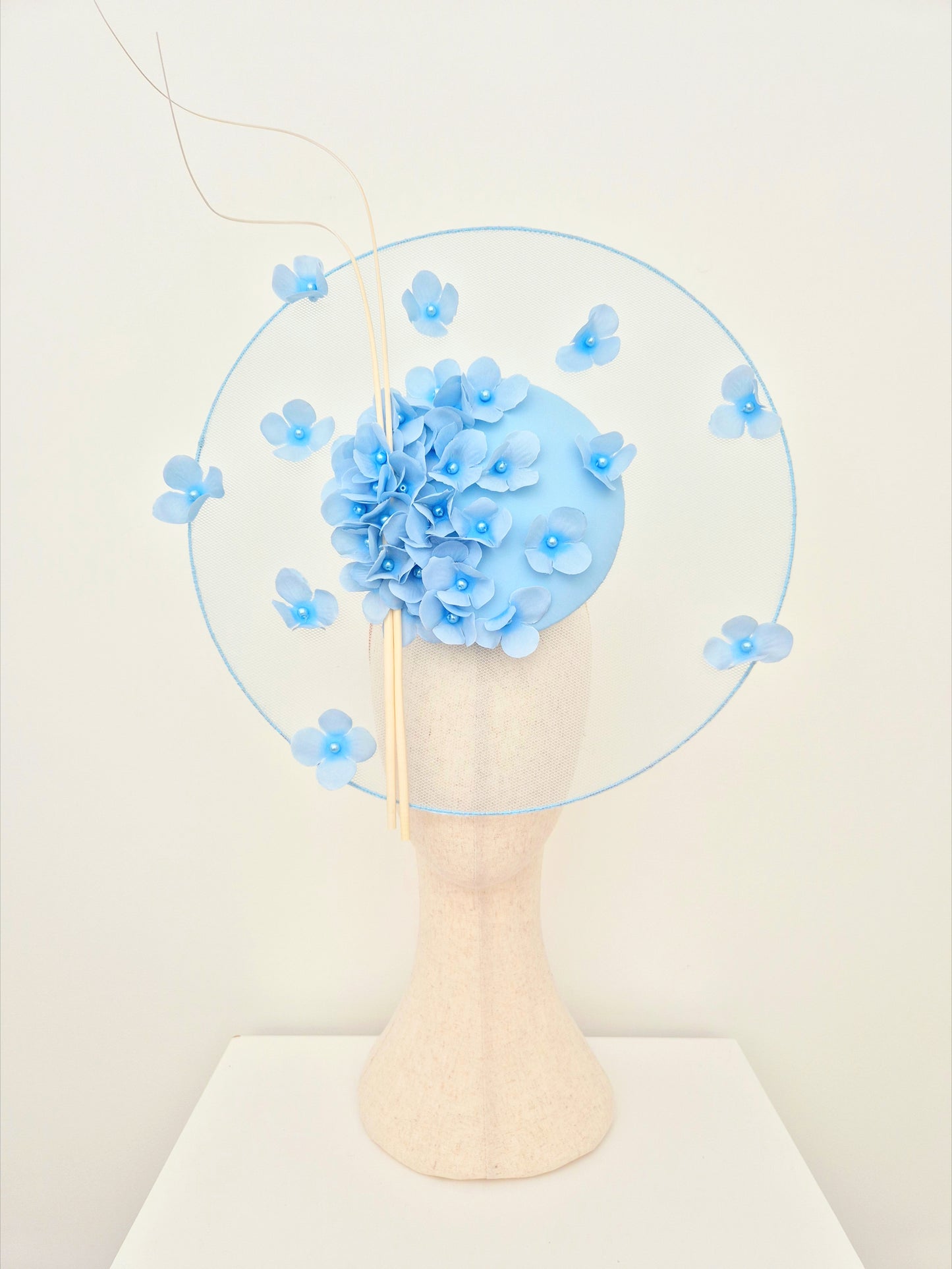 pale blue floral percher headpiece