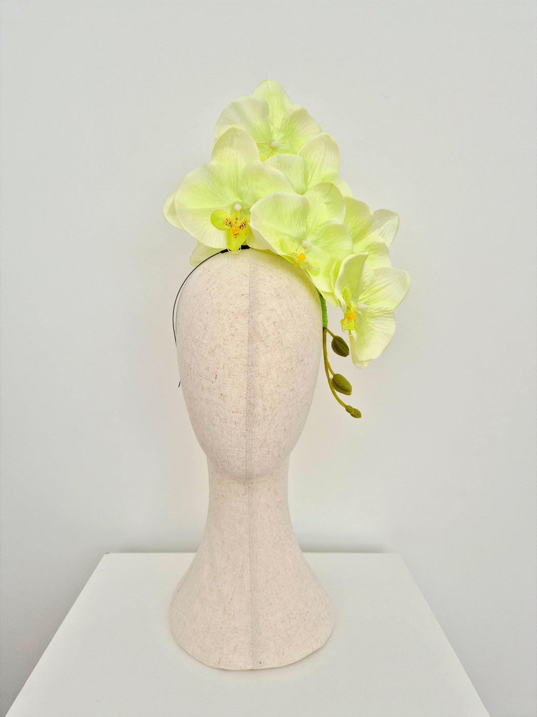 Pale lime green orchid headpiece