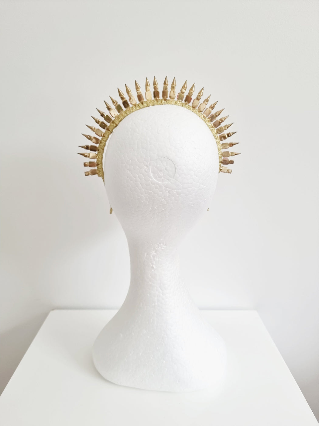 gold and pink metal rivit headband back view