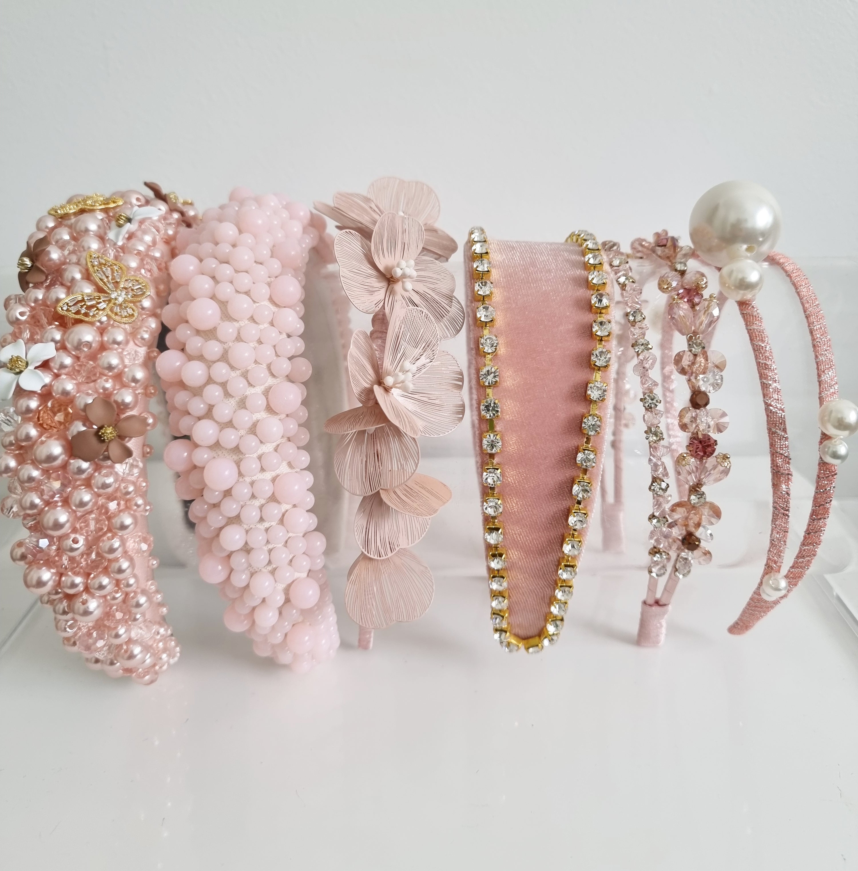 pink headband stack