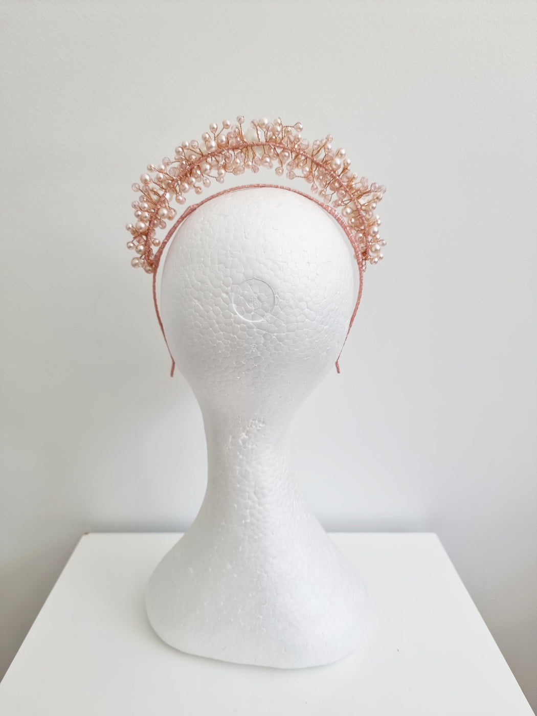 light pink pearl headband back view
