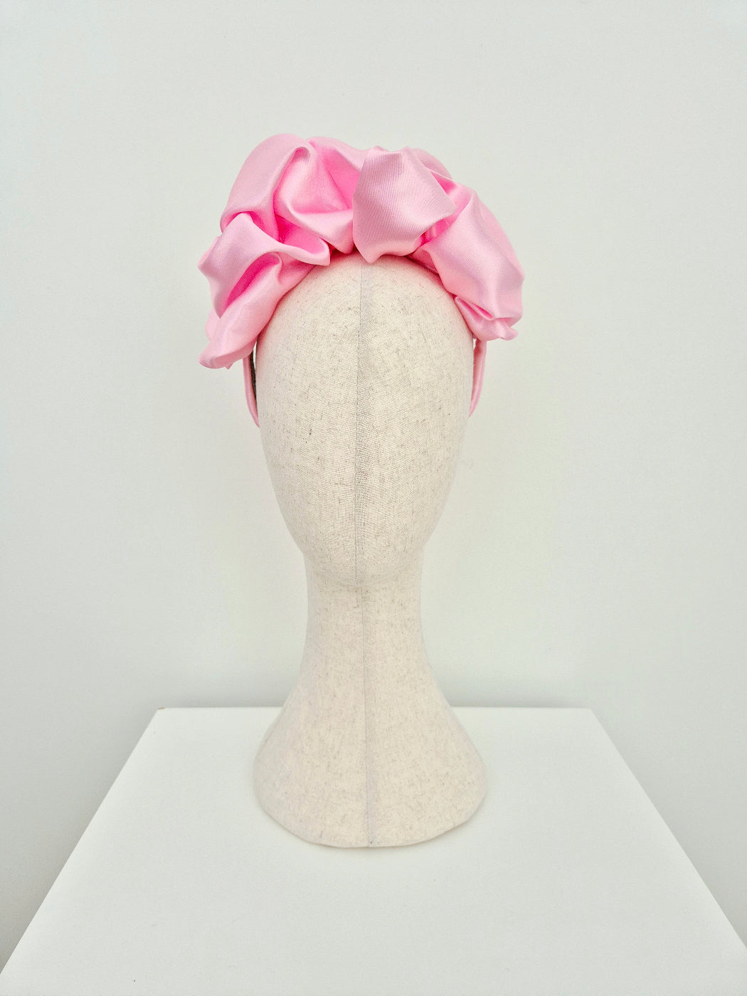 pink satin scrunch headband