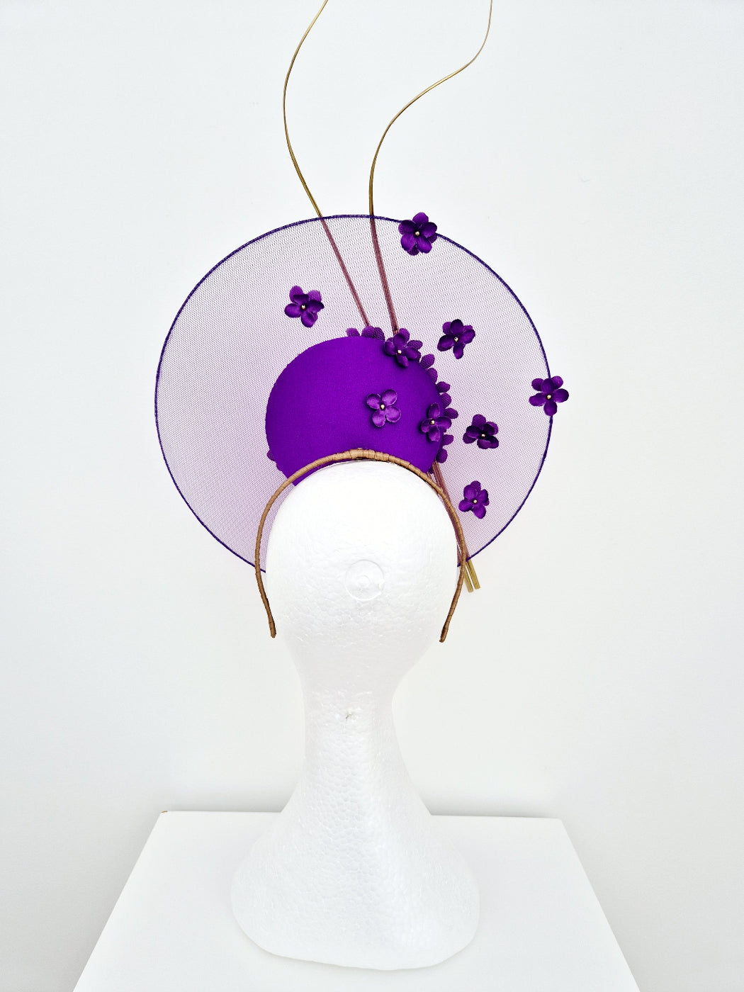 purple percher headpiece back view
