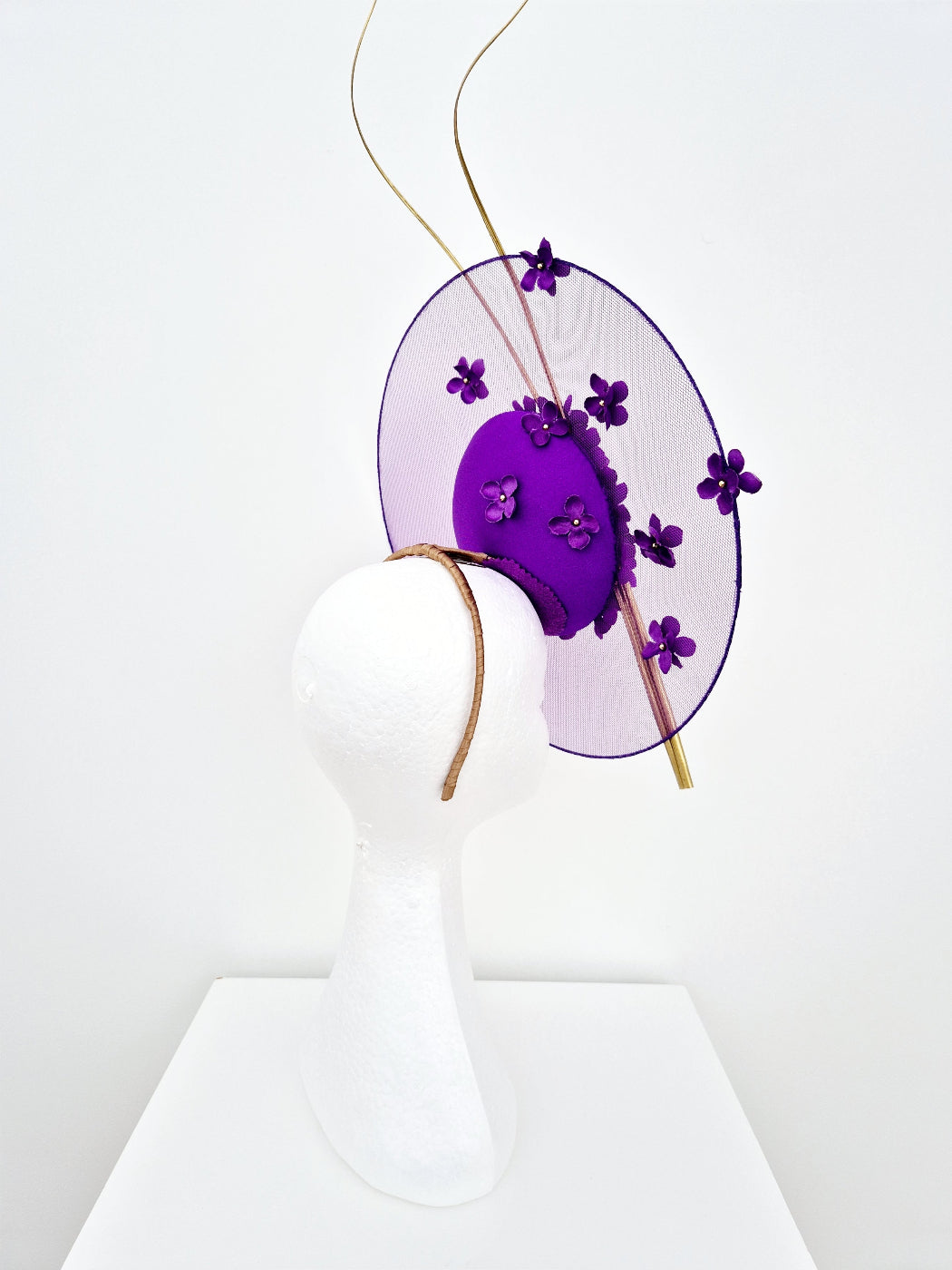 purple percher floral side view