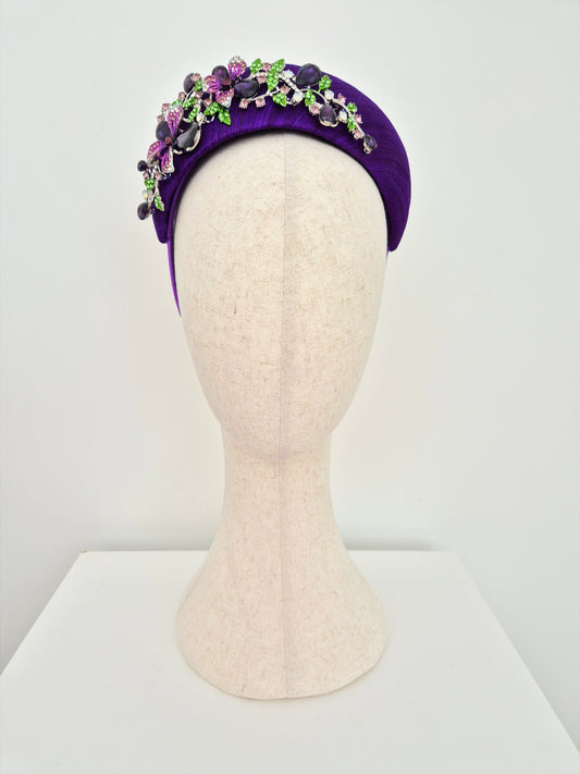 purple silk headpiece