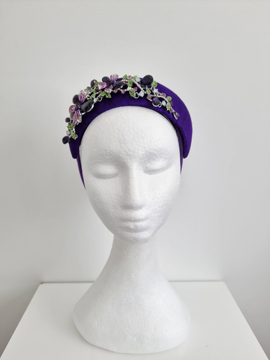 purple silk headpiece