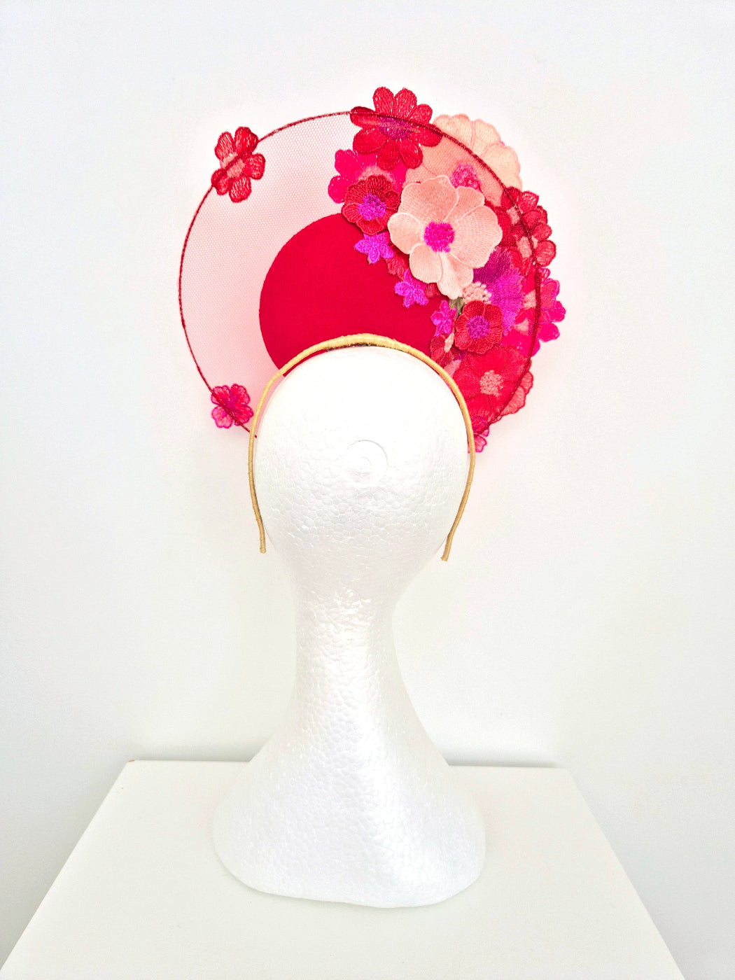 red and pink floral lace percher back