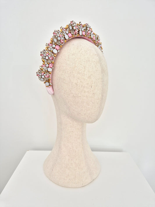rhinestone headband side view pink