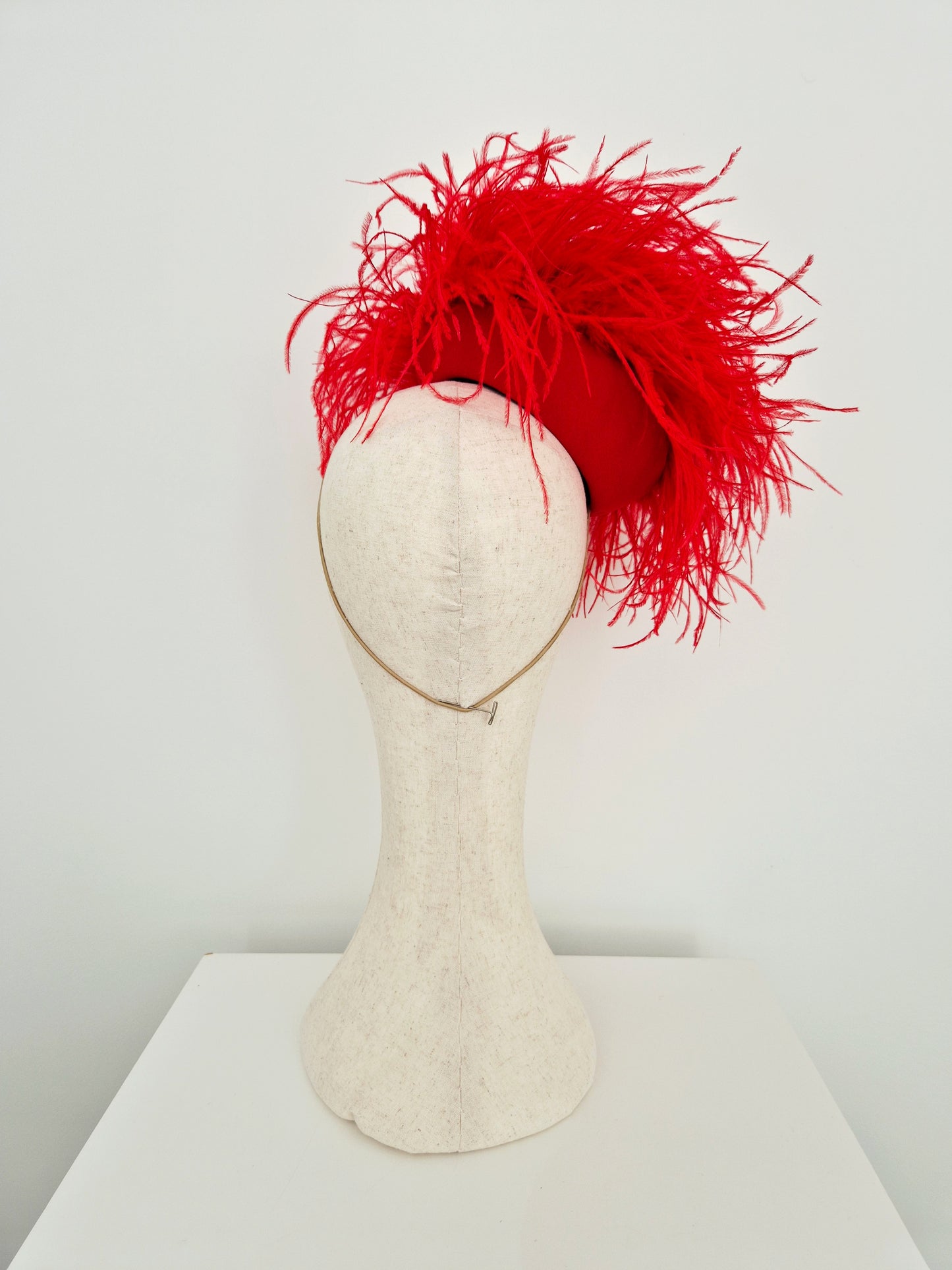 Miss Fru Fru. Womens Red ostrich feather headpiece