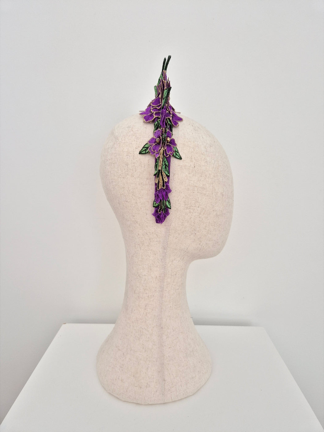 side view purple lace headband