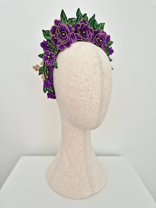side view floral lace headband