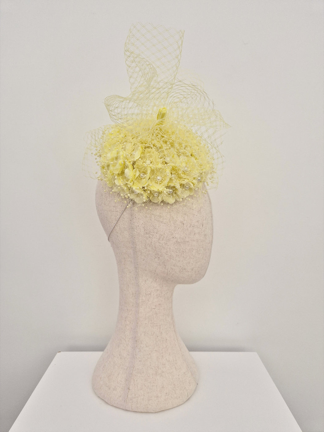 side view pale yellow 3d floral headpiece