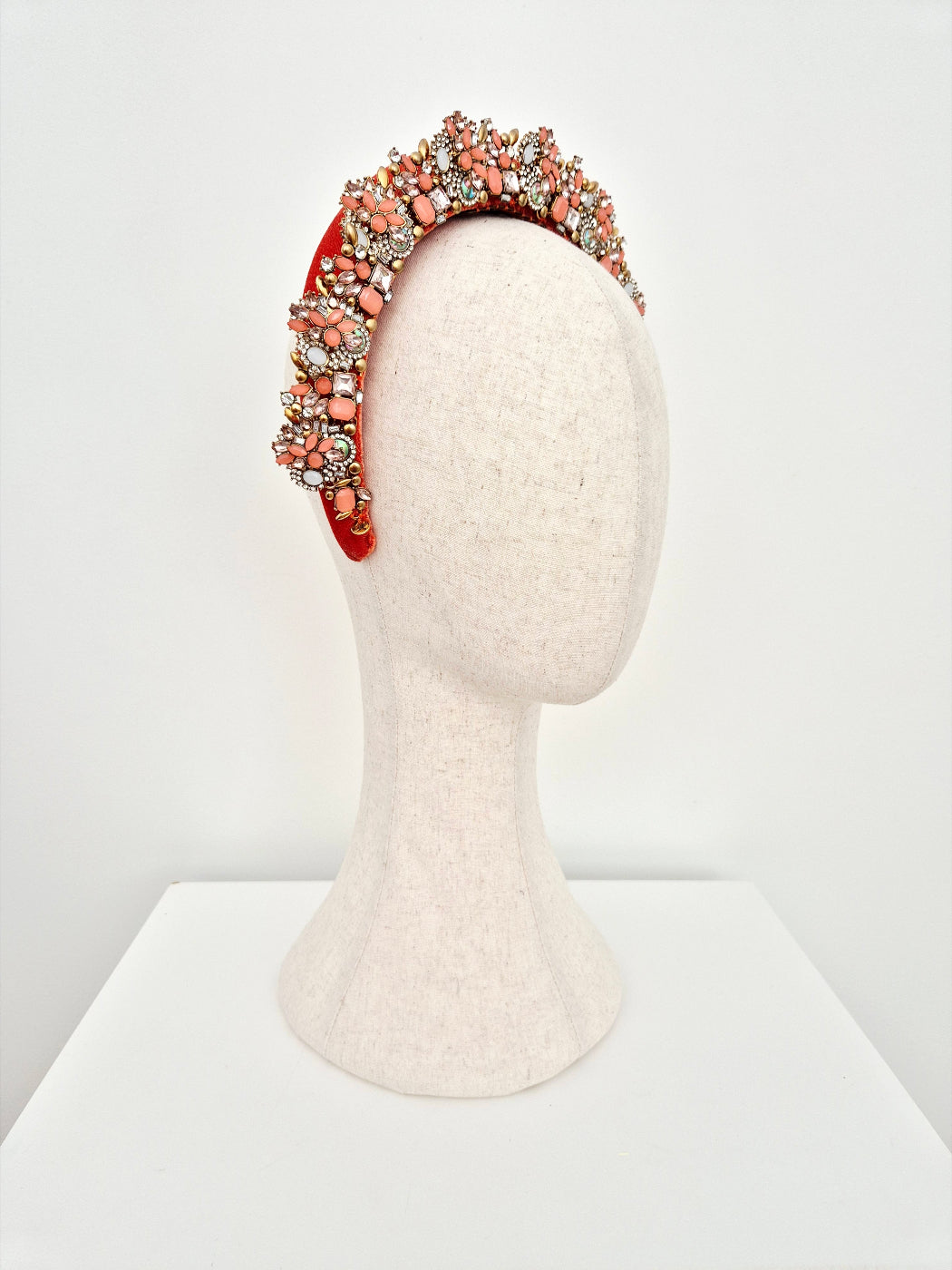 side view terracotta rhinestone headpiece